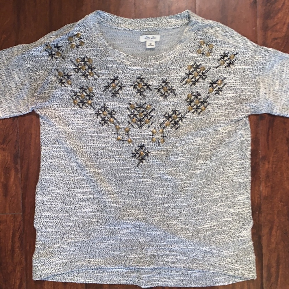 Lucky Lotus California by Lucky Brand - size medium - embellished knit shirt
